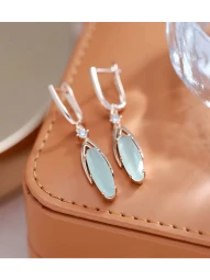 Серьги мятные овалы