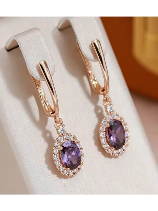 Серьги висячие фиалки